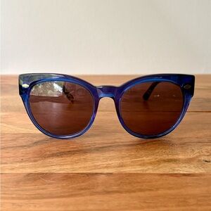 RAEN Blue Round Cat-Eye Frame Sunglasses - Tortoise Brown Lenses
